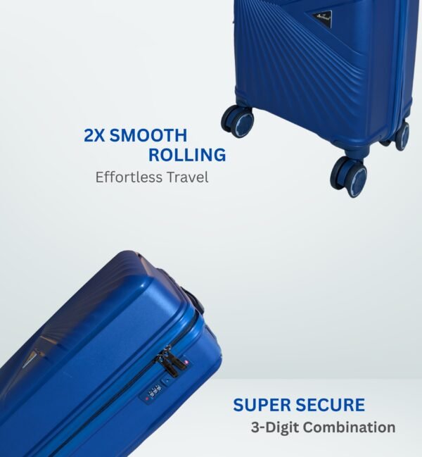 Hard Trolley Bag With Matching Colour Accessories and TSA Lock  56CM (Blue)
