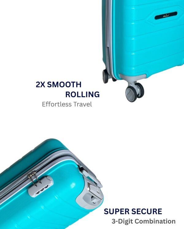 Small Cabin & Check-in Set (55 cm) 8 Wheels - Hard Sided Trolley Bag (Teal)