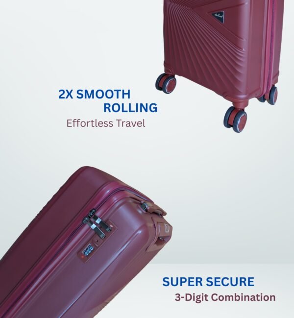 Hard Luggage With Matching Colour Trolley Bag (Mehroon) 55CM