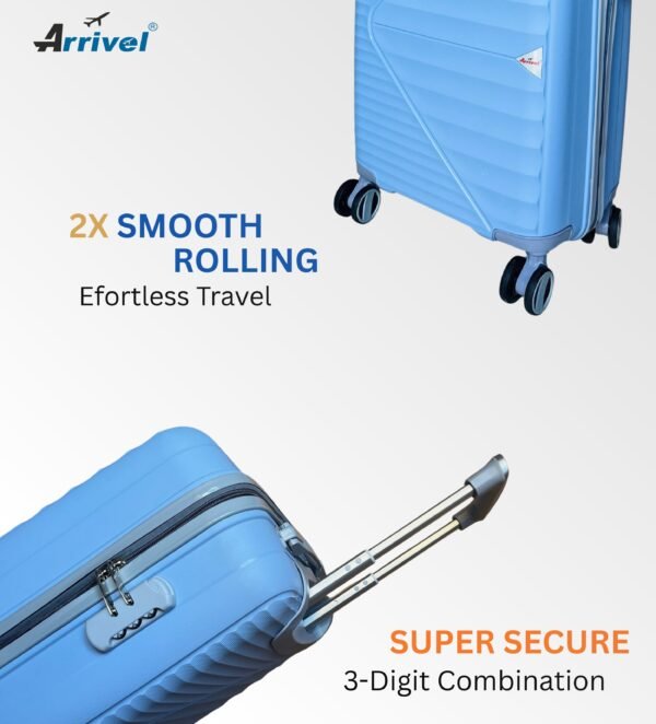 Skygrey5 Hard Sided Trolley Bag | Travel Luggage (Sky Grey | 55CM)